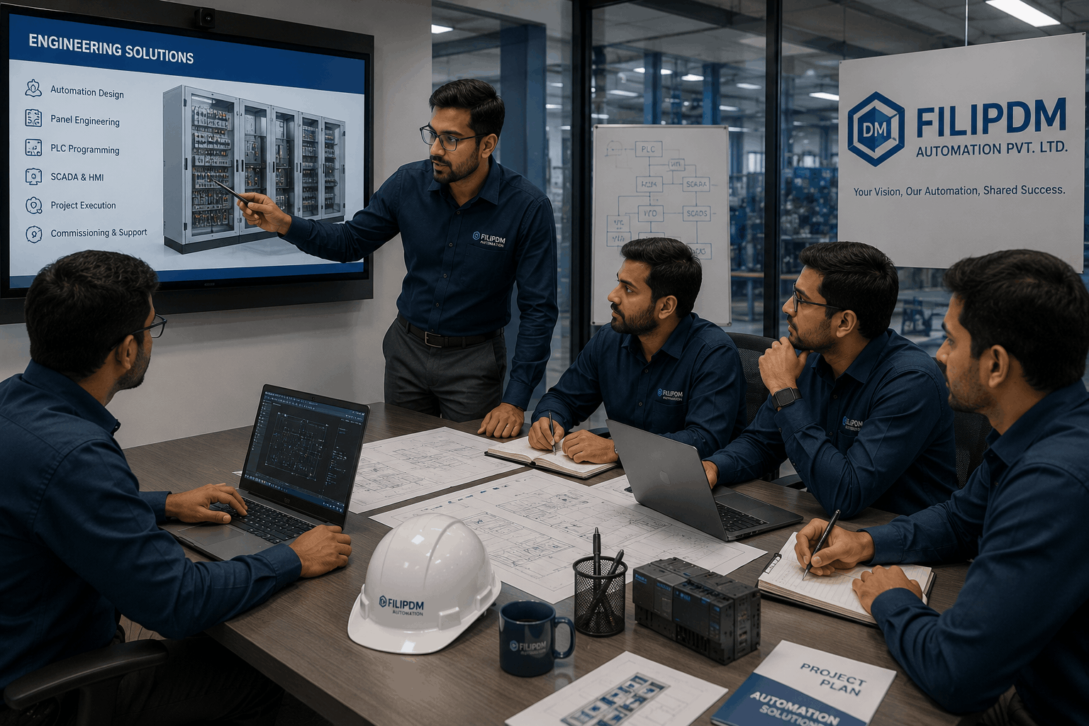 FILIPDM engineers collaborating on a plant automation project